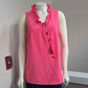 Trina TURK Pink Ruffle Sleeveless Top